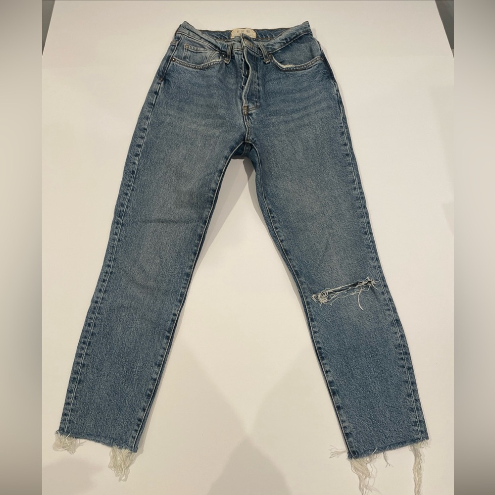 We The Free Jeans Women’s Size 26 Vintage Distressed Raw Hem Straight Button Fly